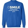 thumbnail image 2 of OXI Crewneck Sweatshirt - Smile It Make People, Basic Casual Sweatshirts for Men's and Women Fleece Sweatshirt Long Sleeve - Royal Blue Medium, 2 of 2