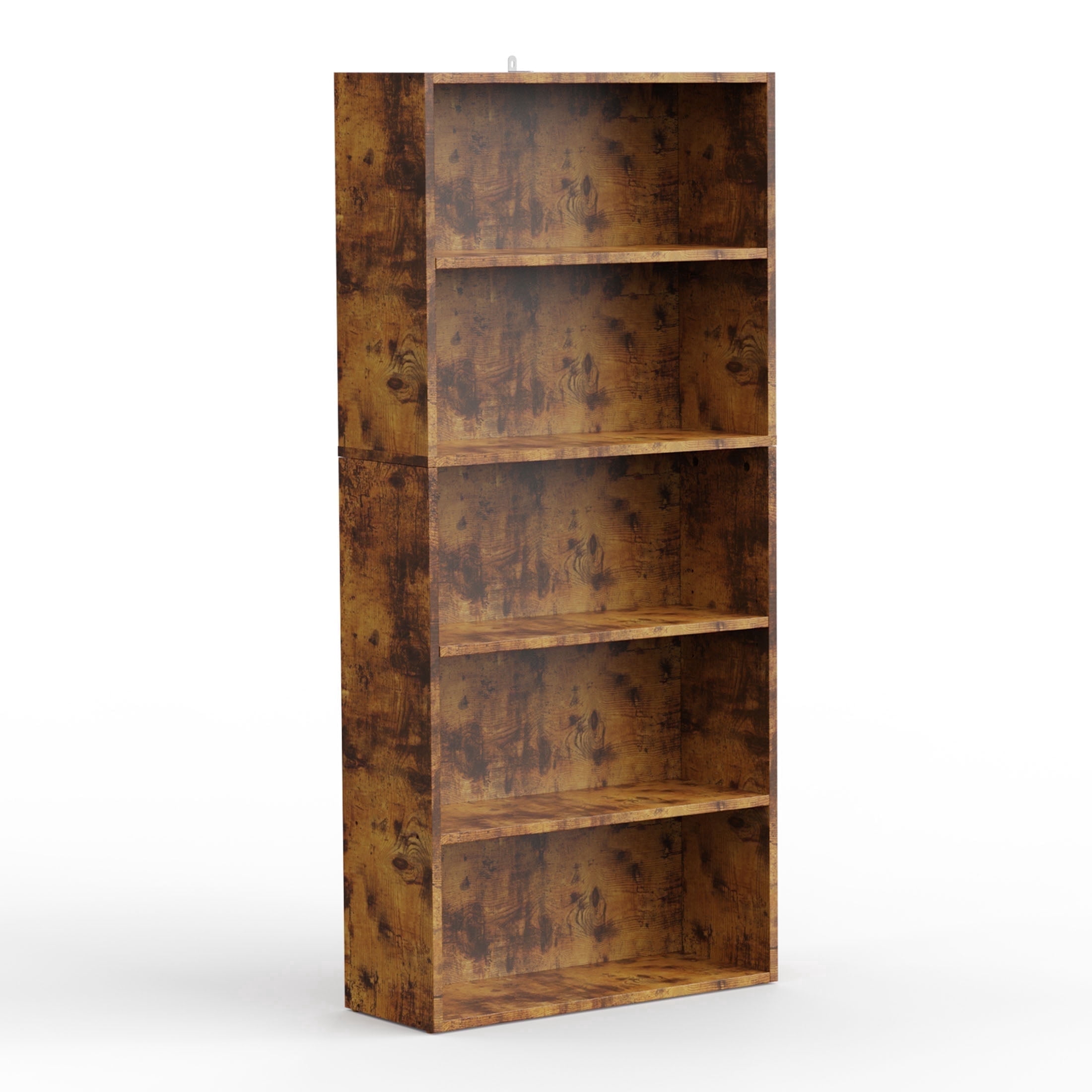 JIOABL 5 Tiers Bookcase, 53 Inch Large Storage Tall Standing Bookshelf with Adjustable Shelves for Home Office, Living Room, Bed Room, Rust