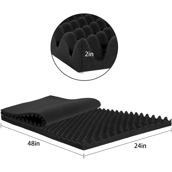 4 Pack Acoustic Panels, 48x24x2''  Crate Foam, Soundproof Wall Panels, Black