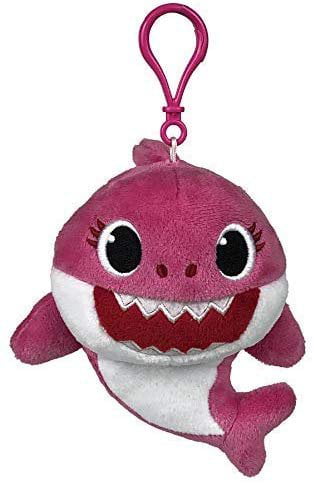 Pink Fong Baby Shark Keyring Purse Bag Charm Pram Clip Plush Soft Toy Rare NEW 