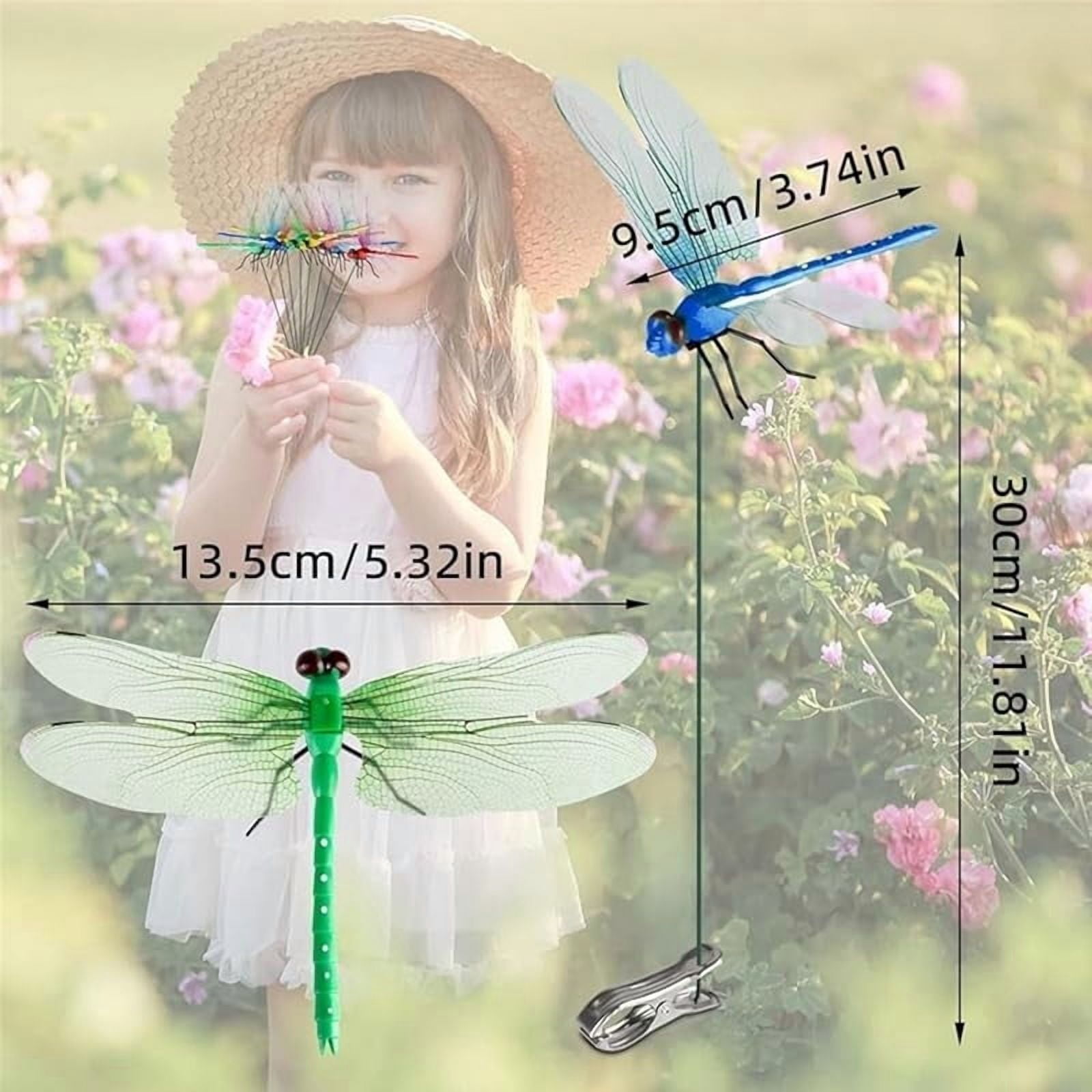 HZMSYQ Dragonfly Clip Bug Repellent, Fake Dragon Fly Hat Clips, 3D Dragonfly Garden Stakes Decor, Realistic Humming Bird Stakes, Artificial Clip-On Fly Deterrent for Indoor Outdoors