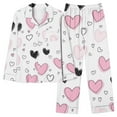 thumbnail image 6 of Lorytime Valentines Pajamas for Women Pants Set Button Down Long Sleeve Button Down Tops and Heart Trousers Loungewear, 6 of 6