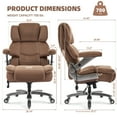 thumbnail image 2 of Big and Tall 700lbs Office Chair, Fabric Heavy Duty Executive Chair with 3D Flip up Armrests Adjustable Lumbar Support Large Rubber Wheels, Extra Wide High Back Computer Desk Chair, Brown, 2 of 9