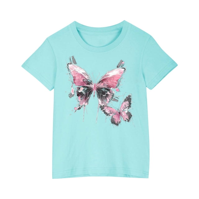 HVOBBTY T-shirt Doux à Manches Courtes Décontracté pour Tout-Petit, T-shirt Imprimé pour Garçons Tout-Petits Mode Col Rond Imprimé Manches Courtes Bleu, 3 Ans