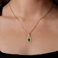 thumbnail image 3 of Gem Stone King 18K Yellow Gold Plated Silver Green Nano Emerald and Blue Created Sapphire Pendant Earrings Set for Women (3.48 Cttw, Gemstone May Birthstone, with 18 inch Chain), 3 of 4