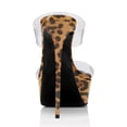 thumbnail image 3 of YDN Women Platform Stiletto Thin High Heel Mules Double Clear PVC Straps Slip On Pumps Sexy Slippers Dressy Party Prom Slides Sandals Shoes Size 5 Leopard, 3 of 4