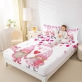 thumbnail image 2 of jejeloiu Cute Cartoon Gnome Bed Sheets,Romantic Gift King Sheets,Pink Heart Print Sheet Set For Girls,Luxury Bedroom Decor,4-Piece, 2 of 7