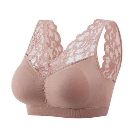 

UDAXB Lingerie Women s Unadjustable Sports Extra-Elastic Breathable Lace Trim Bra
