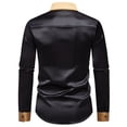 thumbnail image 2 of Spring Men's Satin Luxury Color Blocked Shirts Fashion Smooth Tuxedo Long Sleeve Shirt Wedding Party Prom Casual Shirt Business, 2 of 9
