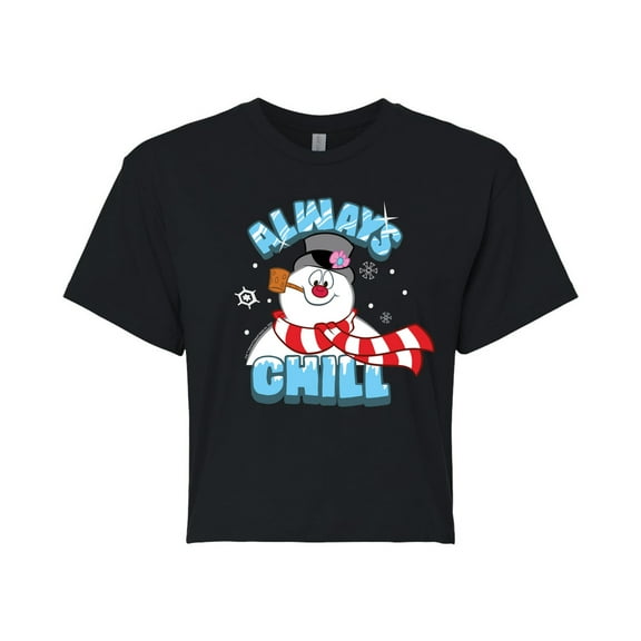 Frosty The Snowman - Christmas - Always Chill - Juniors Cropped Cotton Blend T-Shirt