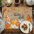 thumbnail image 4 of Thanksgiving Placemats Set of 1 Gnome Pumpkin Maple Leaf Heat Insulated Linen Place Mats, Washable Stain-Proof Table Mats for Dining Tables Holiday Decor 13x19inch, 4 of 9