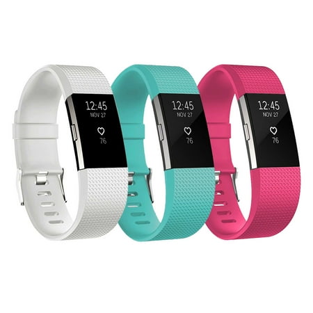 - 3-pack Soft Replacement Silicone Watch Band Wrist Strap for Fitbit Charge 2