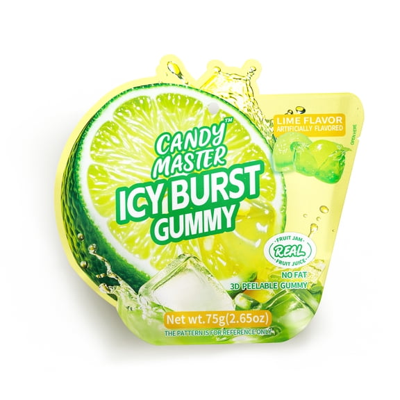 Candy Master Peelable Fruit Gummies Lime Flavors 3Pack,6 Flavors Fun to Peel,Chewy Texture,Halal-Certified Holiday Gifts
