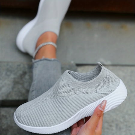

Breathable Knit Sneakers for Women - Lightweight Lace-Up Mesh Running Shoes