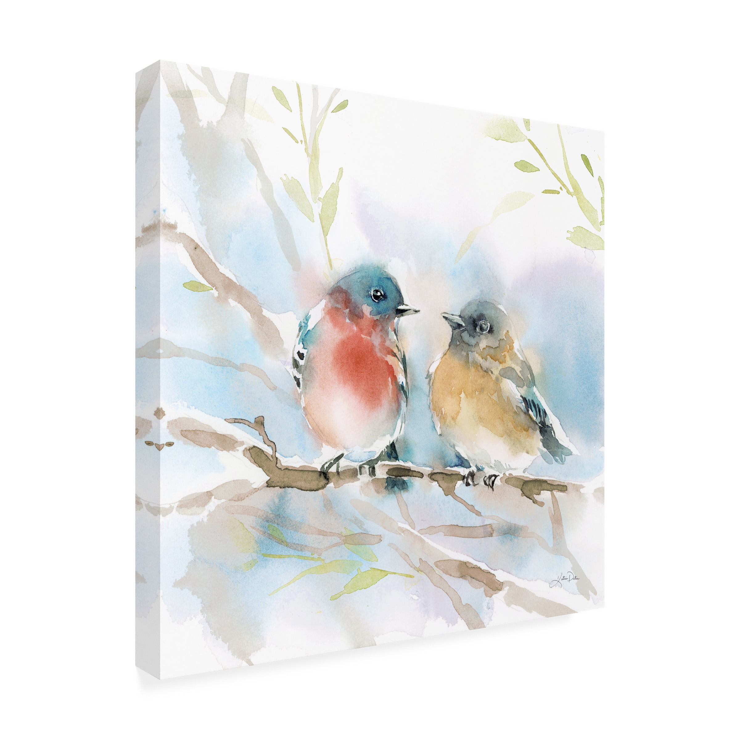 Katrina Pete 'Bluebird Pair in Spring' Outdoor Canvas 24x16