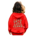 thumbnail image 4 of Aocisk Girls Casual Long Sleeve Oversized Hooded Sweatshirt with Pocket Top Red 5-6 Years, 4 of 9