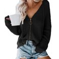 thumbnail image 2 of Cárdigan con capucha para mujer, suéter suelto, informal, suave, tela amigable con la piel, lavable a máquina, con cremallera, suéter con capucha, 2 of 6