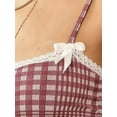 thumbnail image 2 of Women'S Y2k Gingham Square Neck Crop Tank Tops Spaghetti Strap Lace Trim Bow- Front Tops - Shirt Red L, 2 of 6
