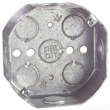 Steel City  4 in. Octagon  Steel  Electrical Ceiling Box  Silver