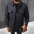 thumbnail image 2 of Men's Tweed Blazer Coat Casual Solid Color Long Sleeve Button Down Cardigan Work Jacket Double Pockets Lapel Fashion Business Office Outfits Essential Gift For Him | JASKFLY,Navy L, 2 of 8