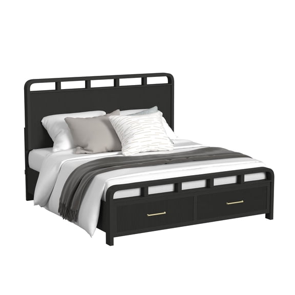 Woodridge  King Storage 5PC Bedroom Set in Black with Grain