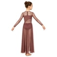 thumbnail image 2 of Miutii Kids Girls Lyrical Dance Dress Rhinestone color Block Leotard with Sheer Mesh Split Skirt Dance Clothes Dusty Pink 16, 2 of 7