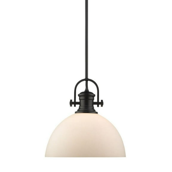 1 Light Pendant-13.13 inches Tall and 13.5 inches Wide-Black Finish-Opal Glass Color Bailey Street Home 170-Bel-4158991