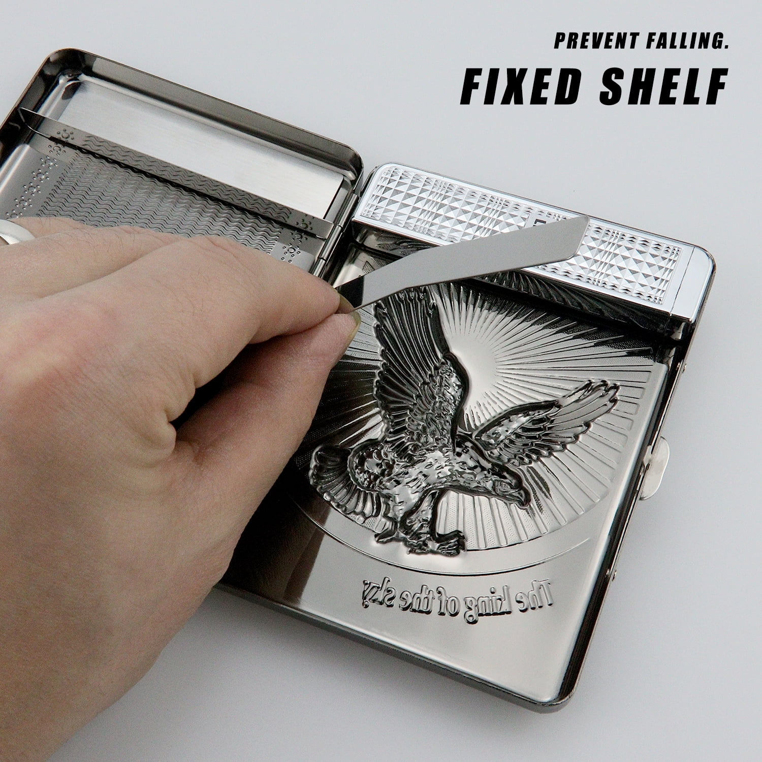 20 PCS Set Metal Cigarette Case Holder Arc Lighter with 3D Eagle Design Rechargeable Electric Arc Lighter Case Windproof Flameless USB Cigarette Case Lighter (Black)