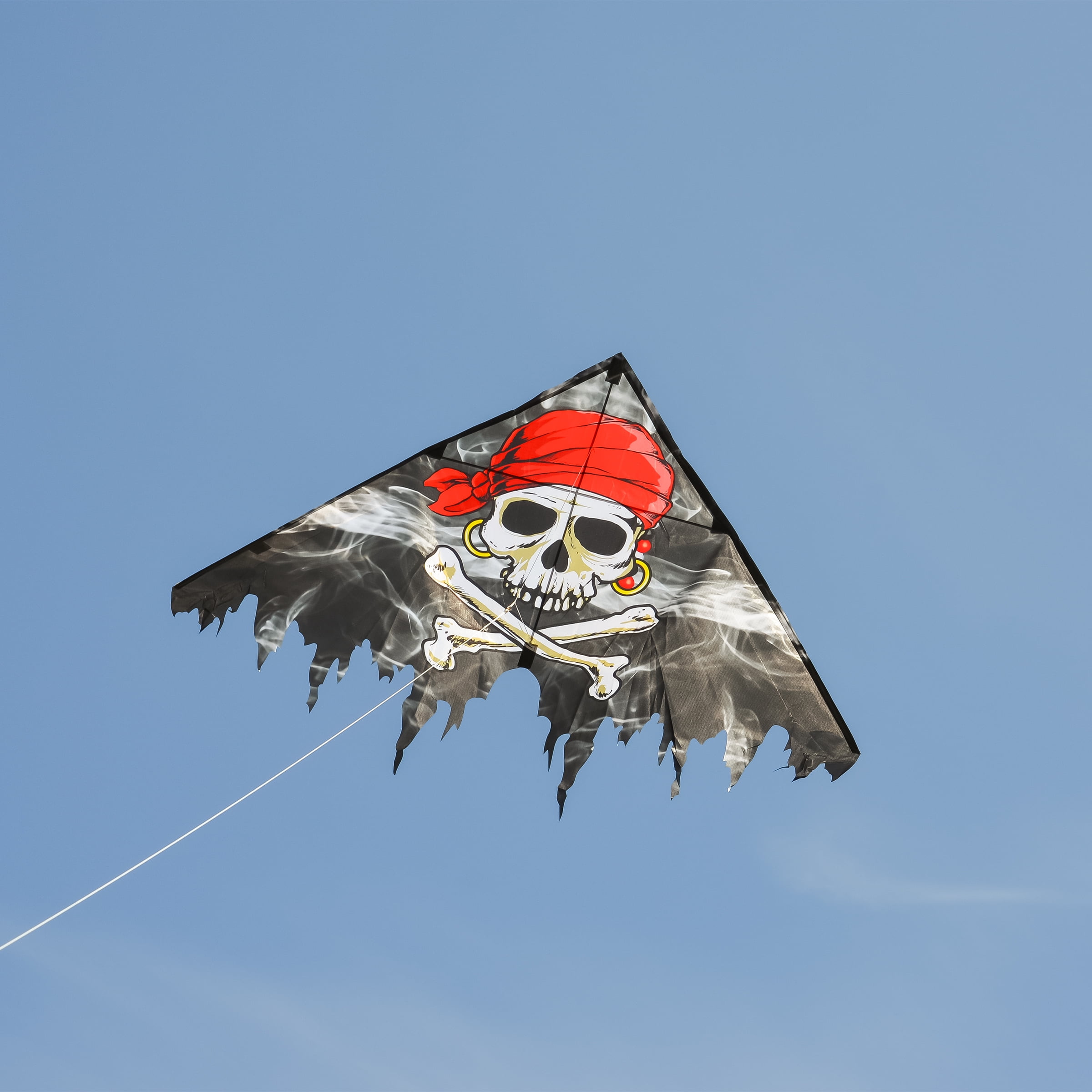 In the Breeze Kites 3257 - Smokin' Pirate Fringe 50-inch Delta Kite - Fun, Easy Flying Pirate Kite