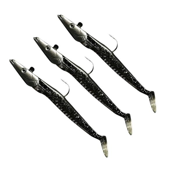 Naiovety 3 uds señuelo cebo pesca cabeza pez bajo anzuelo aparejos artificiales barco púas arenque brillo percha mero accesorio Pescar Negro