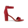 thumbnail image 3 of BLISSFUL STEP Women's Shoes Ankle Strap Block Heel Buckle Open Toe Sandals Red 5.5, 3 of 8