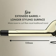 HOT TOOLS 24K Gold Extended Barrel Spring Curling Iron 3/4 with Clamp for Beautiful Defined Curls