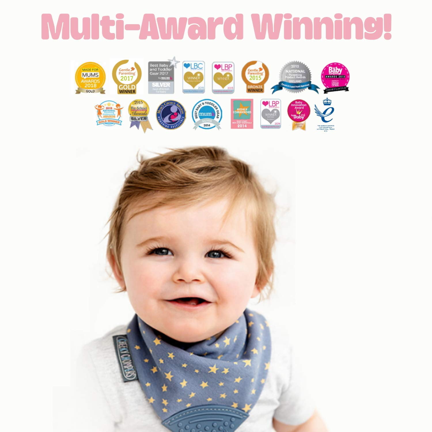 The Original Chewy Teething Bib : Super Absorbent Reversible Bandana Drool Bib for Teething Babies. Food-Grade Silicon Teethers are BPA and Phtalates-Free | Dino Friends Neckerchew by CHEEKY CHOMPERS
