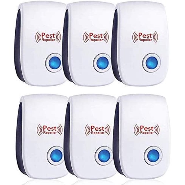 Repelente de plagas silencioso y no radiactivo, funcionamiento de ahorro de energía para el hogar, la oficina y el hotel, luz azul (paquete de 6)