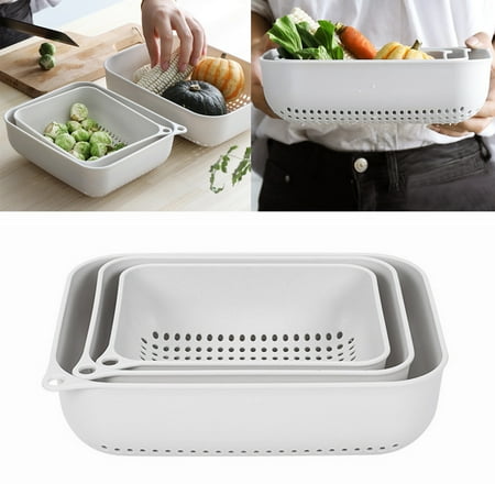 

Hunpta Plastic Basket Kitchen Sink Three-Piece Creative Basin Vegetable Washing Basket