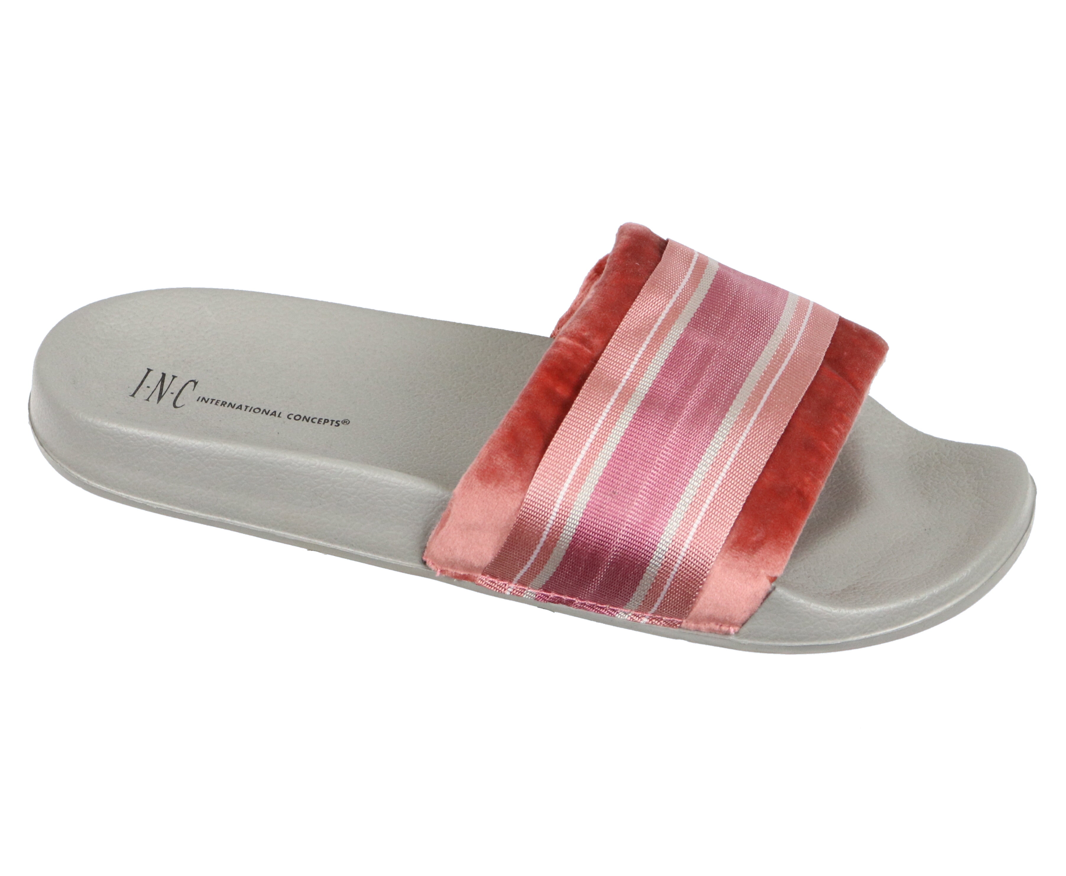 Photo 1 of INC International Concepts Women's Velvet Varsity Slide Slippers X-Large Pink