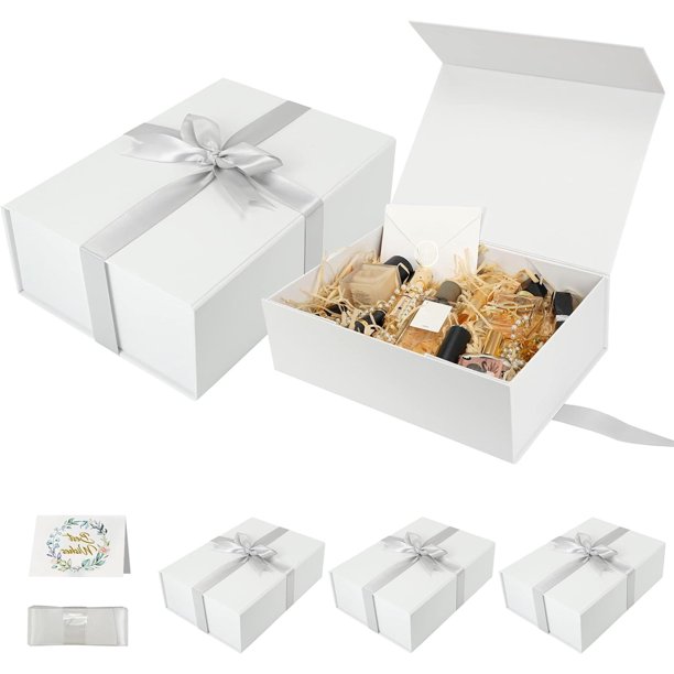 Cajas de Regalo, Paquete de 5 cajas con tapas y 5 tarjeta de felicitación, caja de propuesta con cinta para dama de honor, boda, Navidad, Halloween, regalo de cumpleaños (negro)