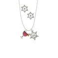 thumbnail image 2 of Delight Jewelry Silvertone Hot Pink Tropical Drink Silver tone Snowflake Charm Necklace and Stud Earrings, 2 of 4