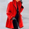 thumbnail image 3 of Women's Thick Wool Hooded Cardigan, Solid Color Windbreaker Outerwear, Casual Daily Jacket, Red, XXXL, 3 of 5
