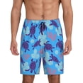 thumbnail image 1 of Balery Ornamental Turtles Pantalones cortos de pijama de punto de algodón para hombre con cinturilla y bolsillos-Small, 1 of 6