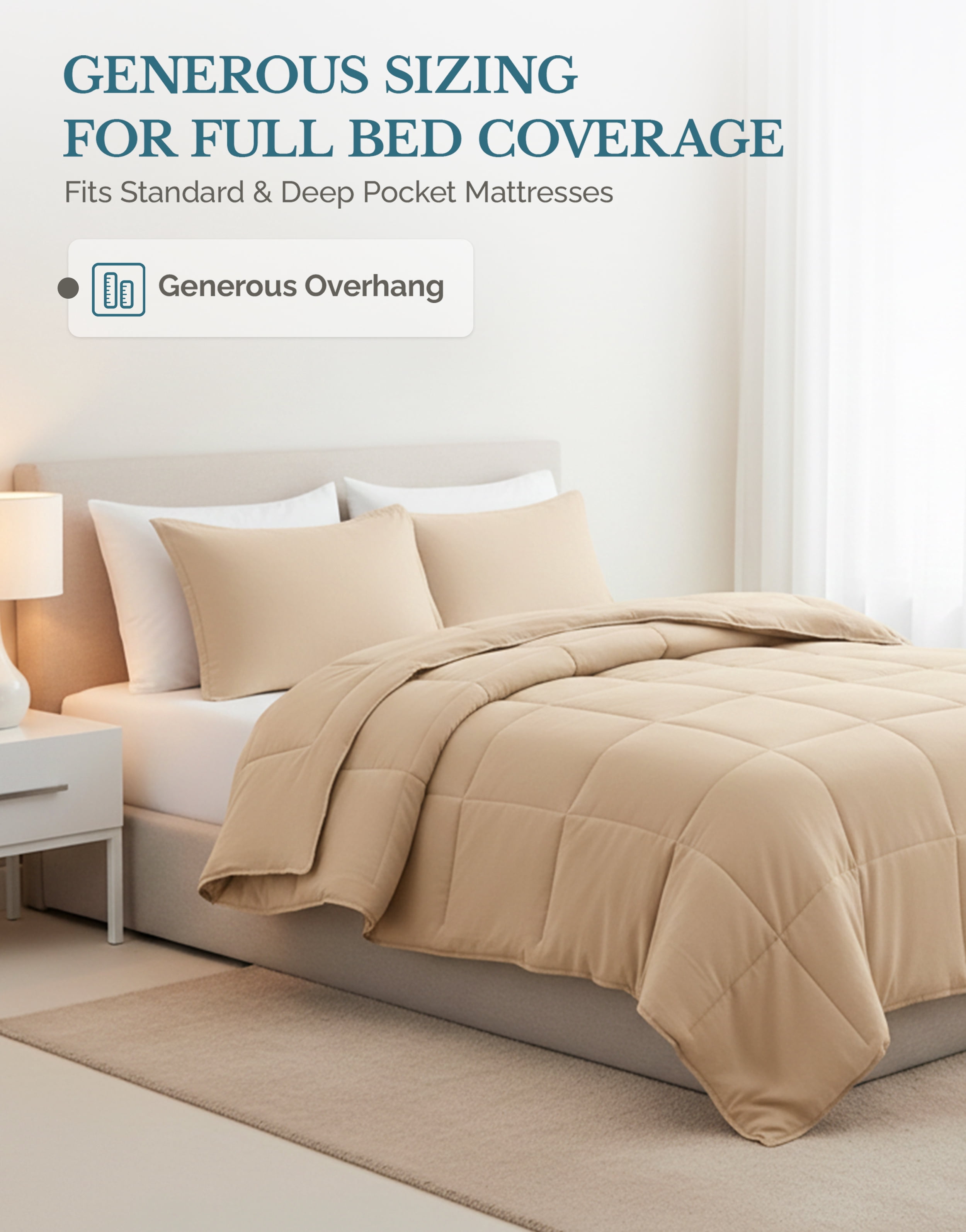 Comforter Set Twin - Goose Down Alternative – Washed Ultra-Soft Premium All Season Warmth Bedding (Twin/Twin XL, Beige)