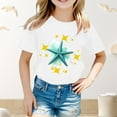 thumbnail image 2 of YUEHUA Shirts for Girls Back To Sch+ool Summer Girls' Large Sized Round Neck Star Patterned Floral Short Sleeved Loose Fitting Casual T Shirt for Girls, Size 10-11 Years, 2 of 3