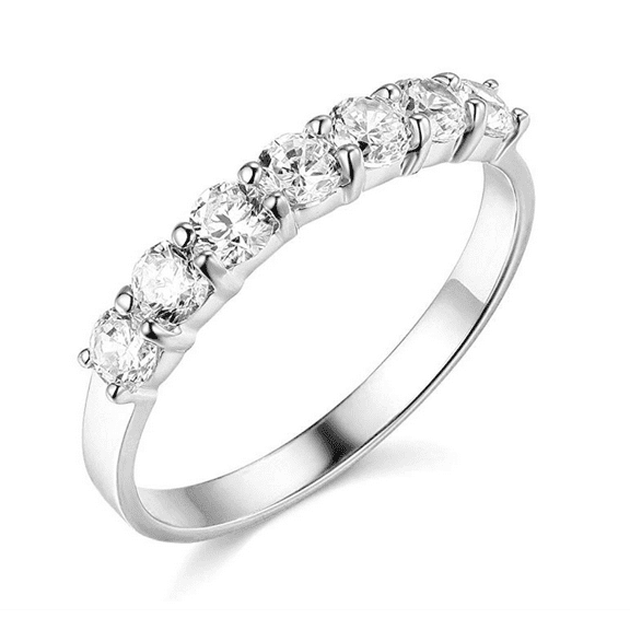 1.05 Ct Round Real 14k White Gold 7-Stone Anniversary Wedding Bridal Band Ring