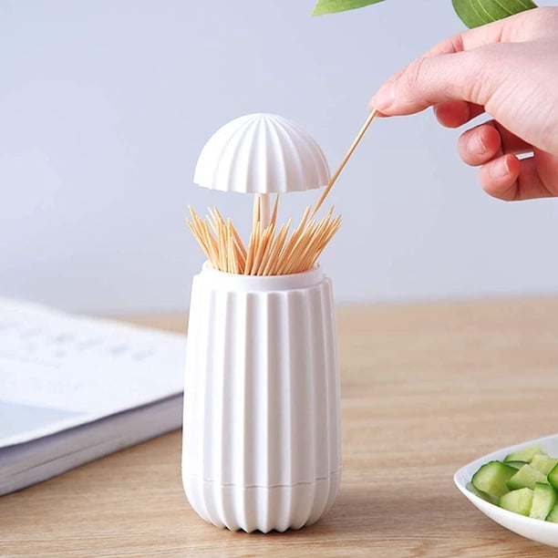 1 pieza de soporte automático para palillos de dientes de cactus creativo blanco, práctico soporte para palillos de dientes, mesa de comedor, tarro de almacenamiento prensado a mano de moda simple (tarro de almacenamiento prensado a mano) Sincero Electrónica
