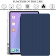 thumbnail image 6 of iPad 10.2 Inch 9 8 7 2021 2020 2019 [iPad 9th / 8th / 7th Gen ] A2197 A2270 A2602 Smart Magnetic Trifold Printed Pencil Holder Transparent Soft Silicone TPU Back Cover - Navy Blue, 6 of 7