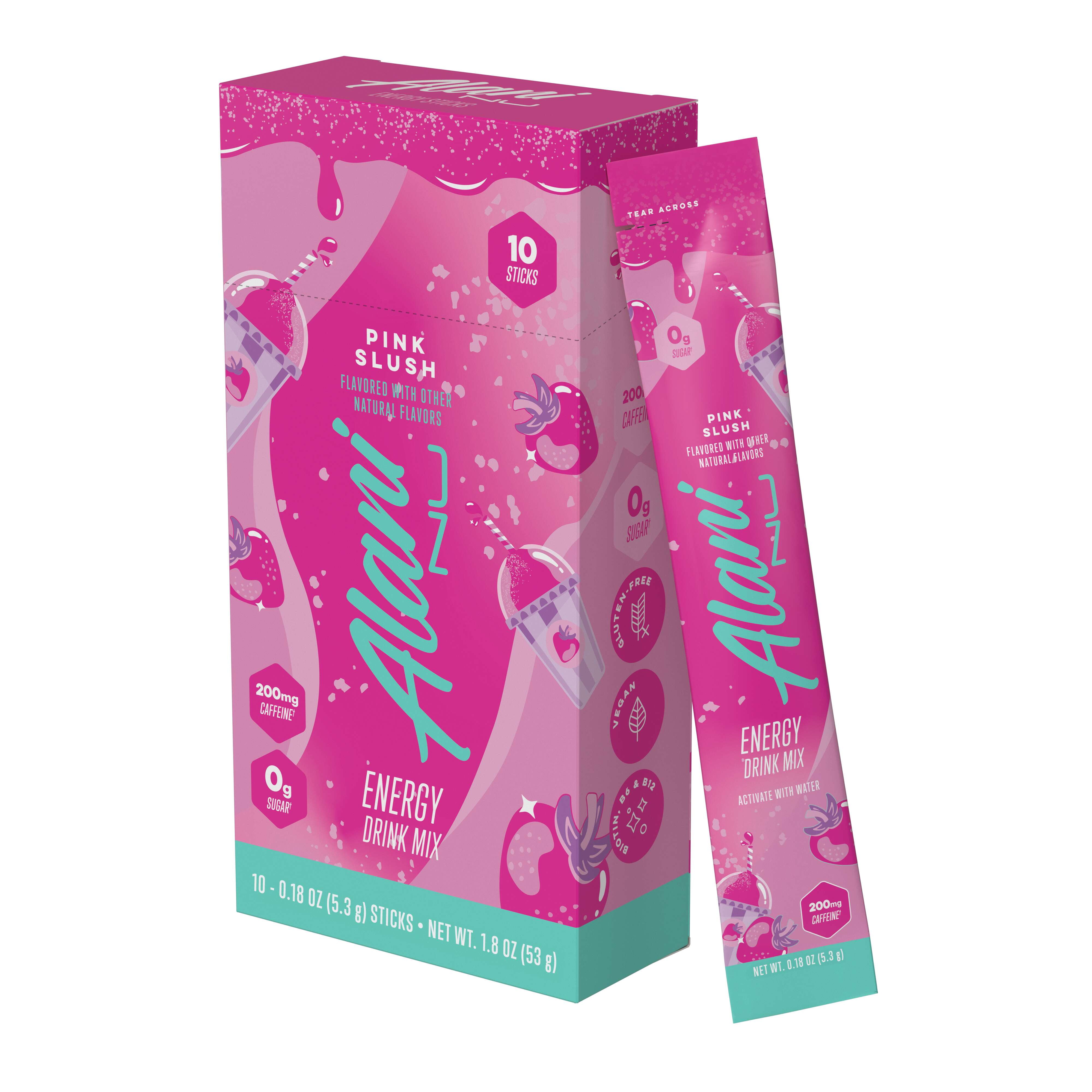 (12 pack) Alani Nu Energy Sticks, Pink Slush, 10 Count, 200mg Caffeine, Zero Sugar