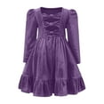thumbnail image 5 of Posijego Girls Velvet Dress for Christmas Party Big Girls Long Sleeve Bow Back Dress Vintage Princess Dresses, 5 of 7