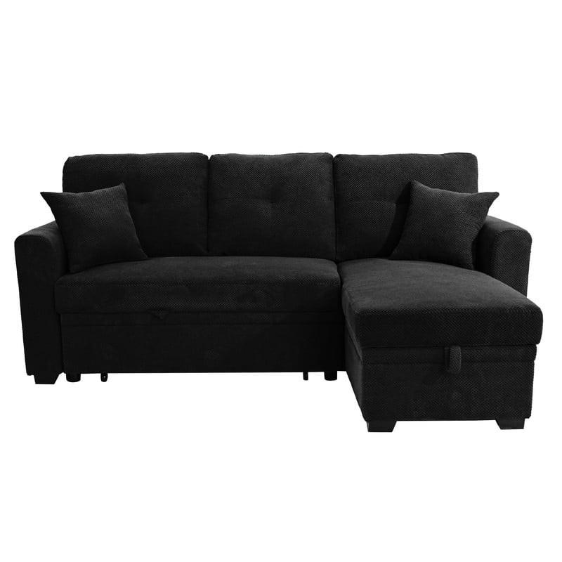 Convertible Sleeper Sectional Sofa with Pull-Out Bed & Reversible Chaise, Loveseat Couch with Hidden Storage for Small Spaces