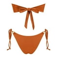 thumbnail image 3 of Womens 2 Piece Swimsuits Solid Color Strapless Backless Gathering Separate Bikini Orange Bathing Suit for Women M, 3 of 3