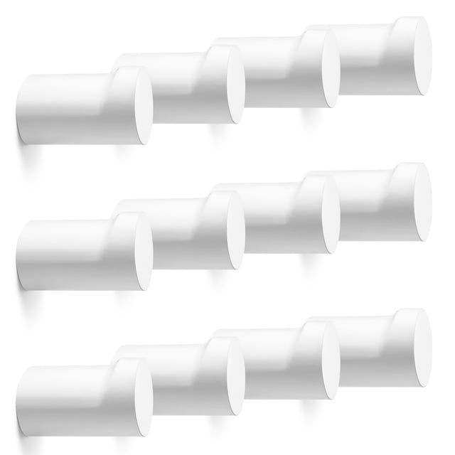 Ganchos de pared de madera bsdonte, 12 unidades, blancos, hechos a mano, resistentes